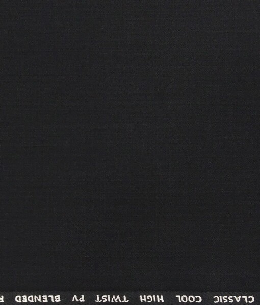 J.Hamsptead by Siyaram's Black Polyester Viscose Self Design Unstitched Suiting Fabric
