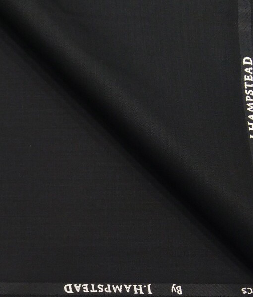 J.Hamsptead by Siyaram's Black Polyester Viscose Self Design Unstitched Suiting Fabric