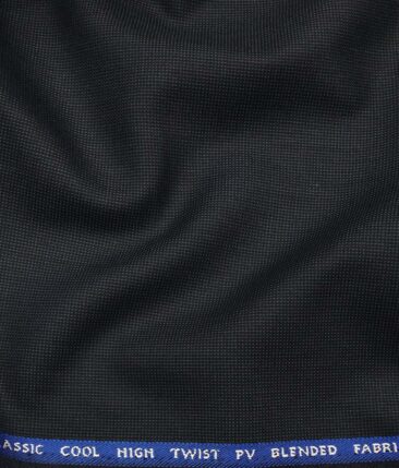 J.Hamsptead by Siyaram's Dark Blue Polyester Viscose Structured Unstitched Suiting Fabric