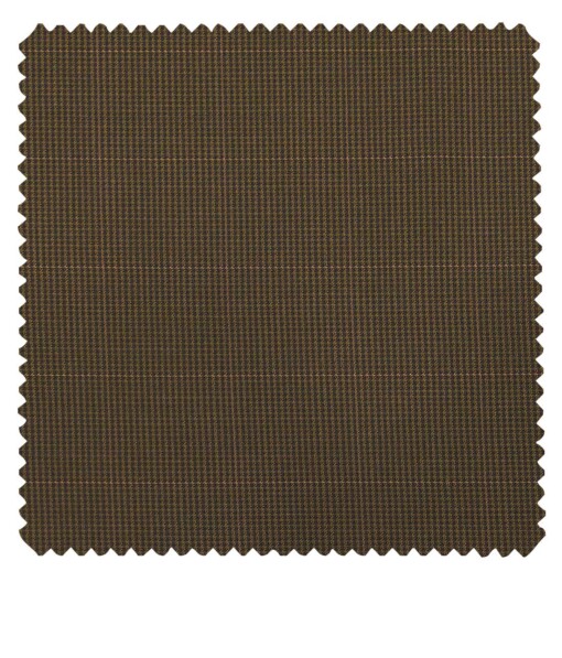 J.Hamsptead by Siyaram's Coffee Brown Polyester Viscose Structured Cum Checks Unstitched Suiting Fabric