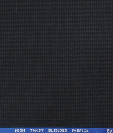J.Hamsptead by Siyaram's Dark Navy Blue Polyester Viscose Self Structured Unstitched Suiting Fabric