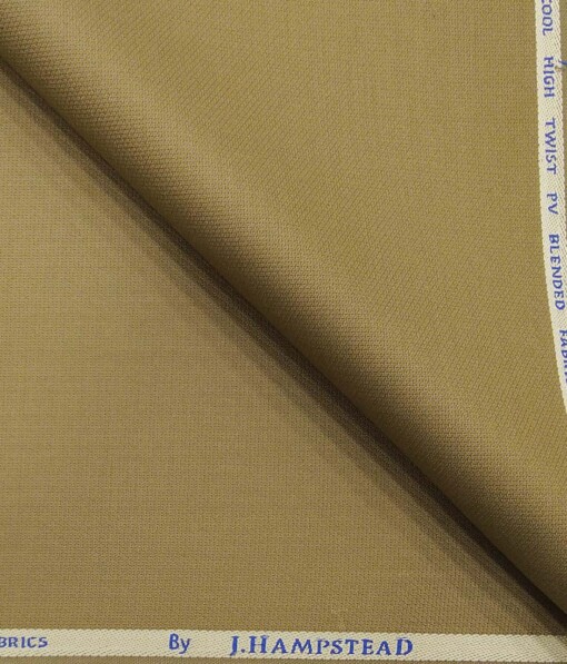 J.Hamsptead by Siyaram's Khakhi Polyester Viscose Structured Unstitched Suiting Fabric