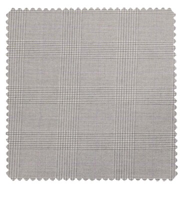 J.Hamsptead by Siyaram's Light Grey Polyester Viscose Self Broad Checks Unstitched Suiting Fabric
