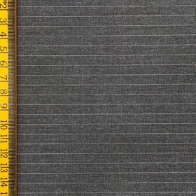 J.Hamsptead by Siyaram's Light Grey Polyester Viscose White Striped Unstitched Suiting Fabric
