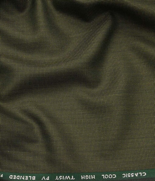 J.Hamsptead by Siyaram's Light Moss Green Polyester Viscose Structured Unstitched Suiting Fabric