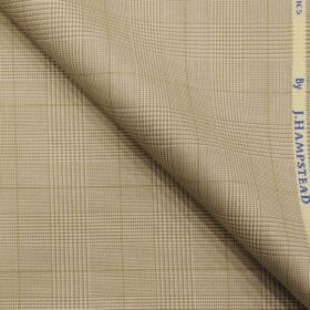 J.Hamsptead by Siyaram's Oat Beige Polyester Viscose Self Broad Checks Unstitched Suiting Fabric