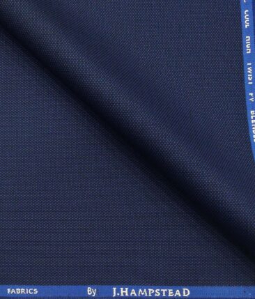 J.Hamsptead by Siyaram's Royal Blue Polyester Viscose Structured Unstitched Suiting Fabric