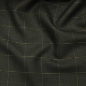 J.Hamsptead by Siyaram's Dark Seaweed Green Polyester Viscose Green Checks Unstitched Suiting Fabric