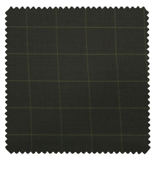 J.Hamsptead by Siyaram's Dark Seaweed Green Polyester Viscose Green Checks Unstitched Suiting Fabric