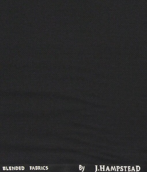 J.Hamsptead by Siyaram's Jet Black Polyester Viscose Structured Unstitched Suiting Fabric