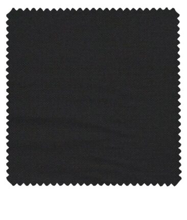 J.Hamsptead by Siyaram's Jet Black Polyester Viscose Structured Unstitched Suiting Fabric
