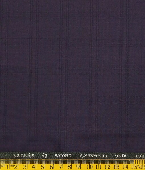 Marconi by Siyaram's Dark Purple Terry Rayon Self Broad Checks Unstitched Suiting Fabric