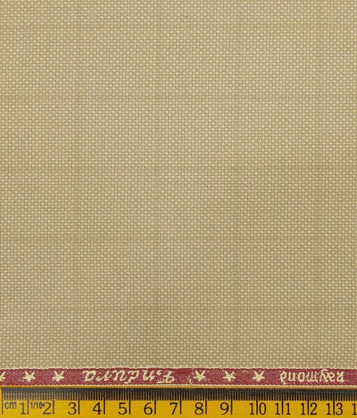 Raymond Beige Polyester Viscose Stuctured Cum Checks Unstitched Suiting Fabric