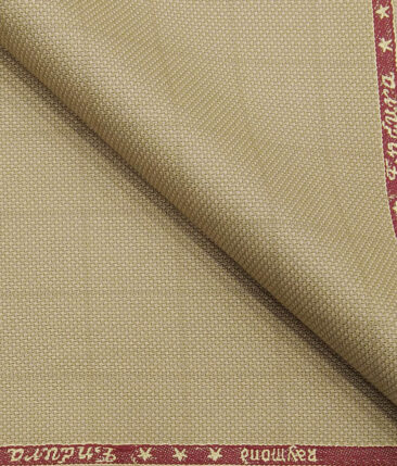 Raymond Beige Polyester Viscose Stuctured Cum Checks Unstitched Suiting Fabric