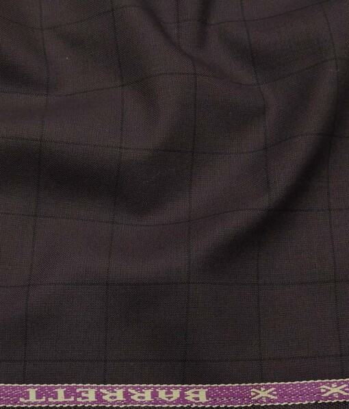 Raymond Dark Purple Polyester Viscose Black Checks Unstitched Suiting Fabric