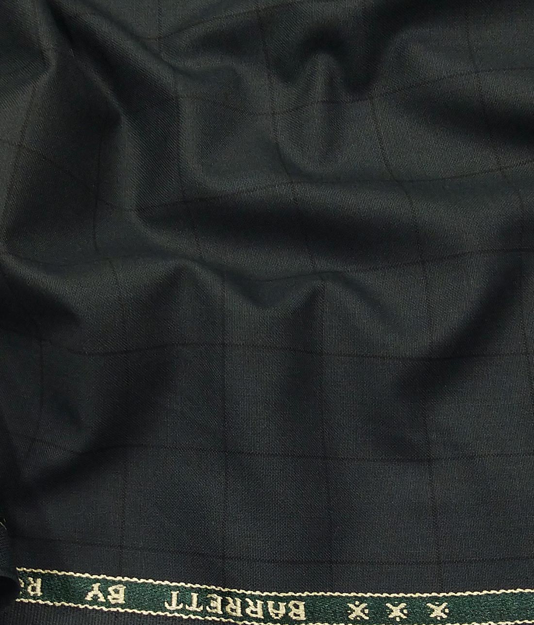 Raymond Pine Green Polyester Viscose Black Checks Unstitched Suiting Fabric