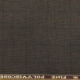 Raymond Dark Brown Polyester Viscose Self Checks Unstitched Suiting Fabric