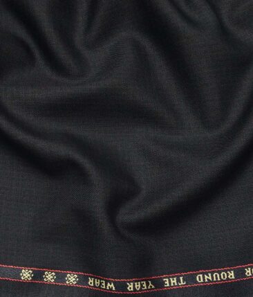 Raymond Dark Blue Polyester Viscose Self Design Unstitched Suiting Fabric