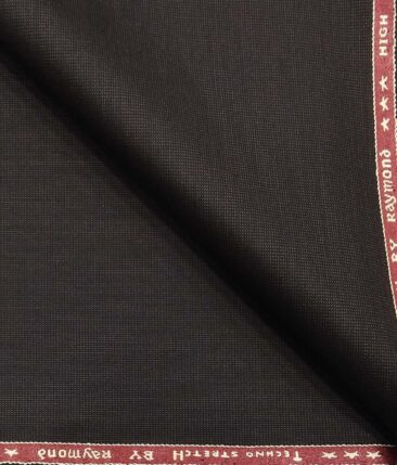 Raymond Techno Stretch Dark Brown Polyester Viscose Stuctured Unstitched Stretchable Suiting Fabric