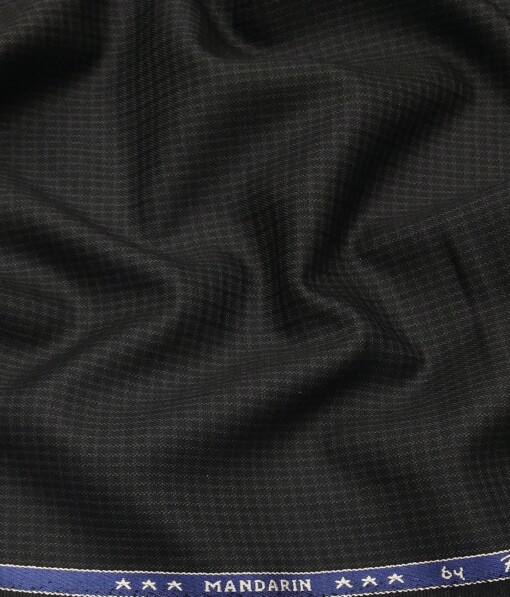 Reid & Taylor Black Polyester Viscose Self Structured Unstitched Suiting Fabric