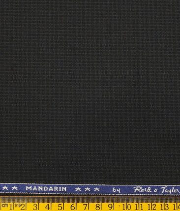 Reid & Taylor Black Polyester Viscose Self Structured Unstitched Suiting Fabric