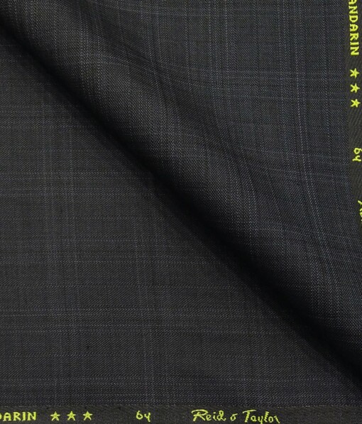 Reid & Taylor Dark Grey Polyester Viscose Self Checks Unstitched Suiting Fabric