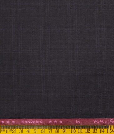 Reid & Taylor Dark Wine Polyester Viscose Self Checks Unstitched Suiting Fabric