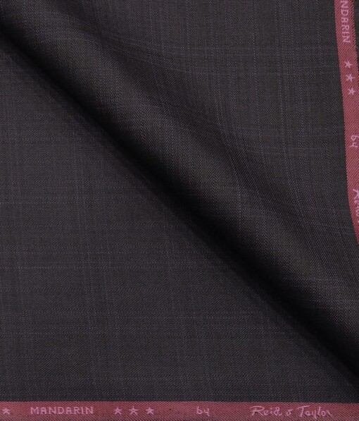 Reid & Taylor Dark Wine Polyester Viscose Self Checks Unstitched Suiting Fabric
