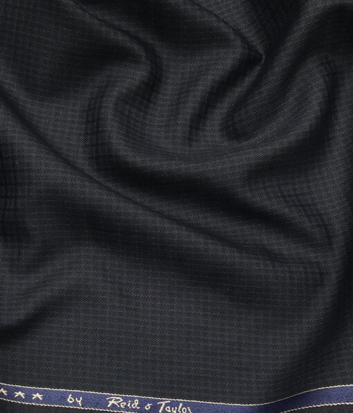 Reid & Taylor Dark Slate Blue Polyester Viscose Self Structured Unstitched Suiting Fabric