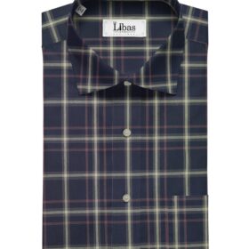 Bombay Rayon Navy Blue 100% Premium Cotton Broad Checks Shirt Fabric (1.60 M)