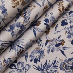 Bombay Rayon Light Grey 100% Premium Cotton Printed Shirt Fabric (1.60 M)