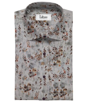 Bombay Rayon Light Silver Grey 100% Premium Cotton Printed Shirt Fabric (1.60 M)