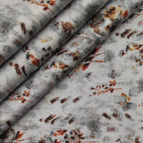 Bombay Rayon Light Silver Grey 100% Premium Cotton Printed Shirt Fabric (1.60 M)
