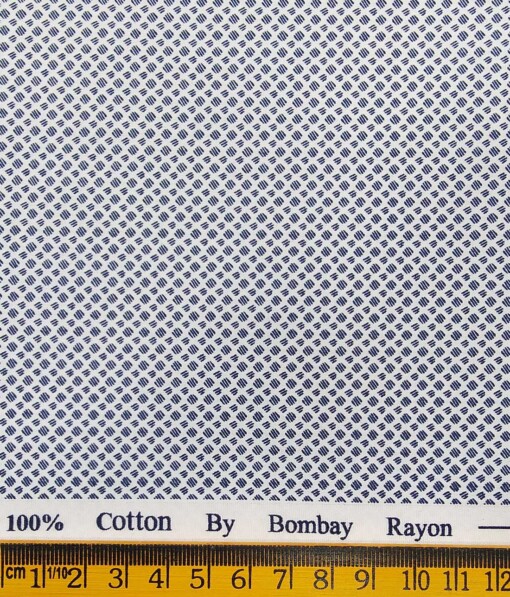 Bombay Rayon White 100% Premium Cotton Printed Shirt Fabric (1.60 M)