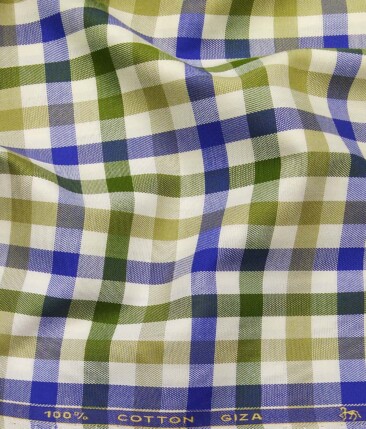 Cadini Italy by Siyaram's Multicolor 100% Giza Cotton Checks Shirt Fabric (1.60 M)
