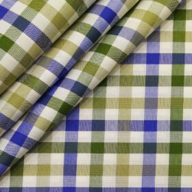 Cadini Italy by Siyaram's Multicolor 100% Giza Cotton Checks Shirt Fabric (1.60 M)
