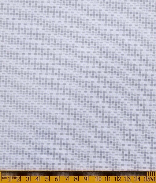 Exquisite White Poly Cotton Light Blue Structured Shirt Fabric (1.60 M)