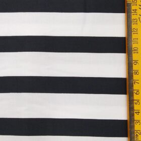 Exquisite White 100% Pure Cotton Black Broad Stripes Shirt Fabric (1.60 M)