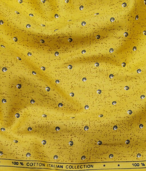 Exquisite Yellow 100% Pure Cotton Printed Shirt Fabric (1.60 M)
