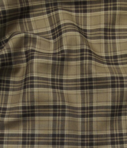 Exquisite Brown 100% Cotton Broad Checks Shirt Fabric (1.60 M)