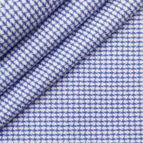 F.M. Hammerle White & Blue 100% Giza Cotton Jacquard Structured Shirt Fabric (1.60 M)