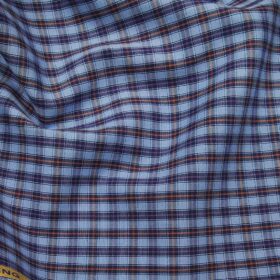 J.Hampstead Italy by Siyaram's Light Blue 100% Giza Cotton Multicolor Checks Shirt Fabric (1.60 M)