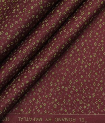 Mafatlal Maroon 100% Premium Cotton Light Brown Printed Shirt Fabric (1.60 M)