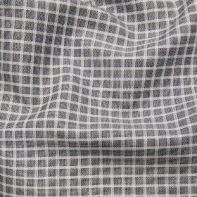 Monza White 100% Luxury Cotton Black Structured Cum Checks Shirt Fabric (1.60 M)