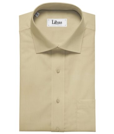 Nemesis Buttermilk Beige 100% Giza Cotton Solid Satin Shirt Fabric (1.60 M)