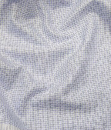 Combo of Raymond Royal Blue Checks Trouser Fabric With Exquisite White Cotton Blend Shirt Fabric (Unstitched)