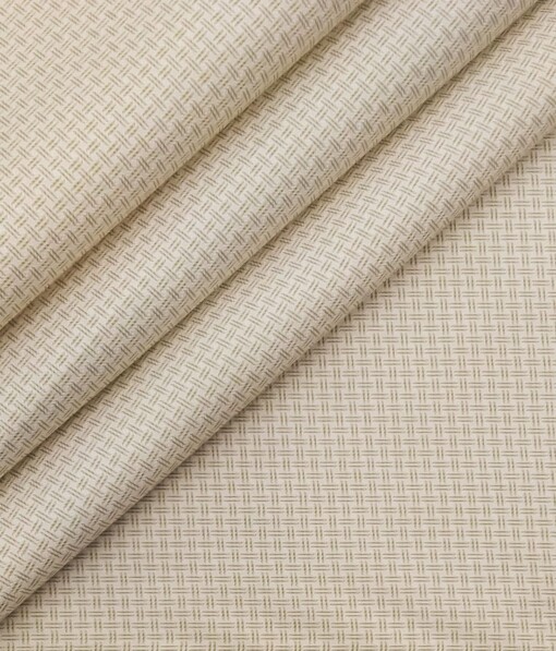 Combo of Raymond Dark Brown Self Checks Trouser Fabric With Exquisite Off-White Cotton Blend Shirt Fabric (Unstitched)