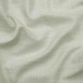 Combo of Raymond Sage Green Self Checks Trouser Fabric With Exquisite White base Green Structure Cotton Blend Shirt Fabric (Unstitched)