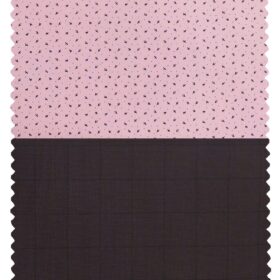 Combo of Raymond Dark Purple Checks Trouser Fabric With Arvind Pink 100% Cotton Printed Shirt Fabric (Unstitched)