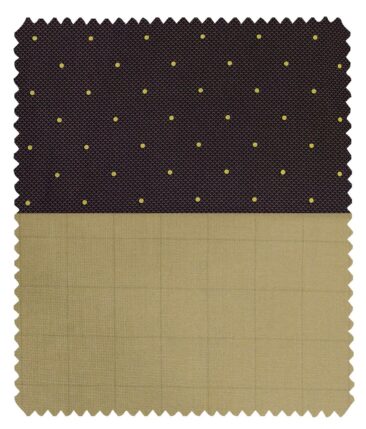 Combo of Raymond Beige Self Checks Trouser Fabric With Exquisite Dark Purple 100% Cotton Printed Shirt Fabric (Unstitched)